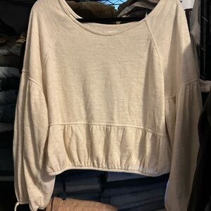 Aerie Cream Peplum Sweatshirt